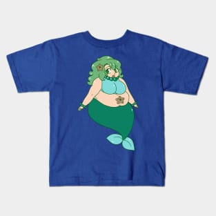 Chubby Green-Haired Mermaid Kids T-Shirt